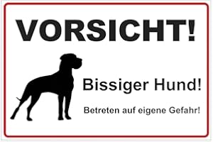 GESCHENKE-FABRIK.DE Sign 200 x 140 mm Caution Bissiger Hund Sturdy Aluminium / Dibond 3 mm Thick