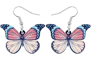 Bonsny Drop Dangle Floral Butterfly Earrings Fashion Insect Jewellry For Women Girls Gift