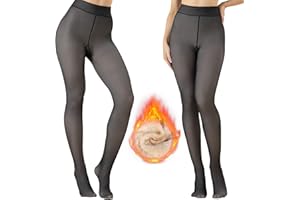 Glovios Medias Térmicas Invierno Mujer,Falsas Translúcidas Pantimedias Doble Forro Pantimedias Calzoncillos,Mujer Invierno Leggings Pantalones Térmicos Mujer,Cintura Alta,Suaves