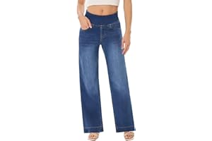 UCOOLYN Vaqueros Elásticos Mujer,Pantalón Vaquero Ancho Tiro Alto Azul Marino Pierna Ancha Holgada Sweatpants Jeans Women Wide Leg