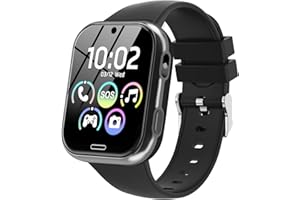 CATGIFF Montre Connectée Enfant - Smartwatch Téléphone pour Fille Garçon avec Appel SOS, Réveil, Jeux, Montre Intelligente Enfants de 4 à 12 Ans Cadeau avec Musique, Appareil Photo, Lampe Poche, Noir