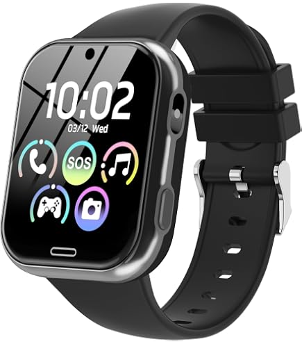 Montre Connectée Enfant 4G Avec GPS - Appels Vidéo, SOS, Chat Familial, Jeux, Caméra, Mode école