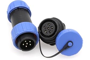 Eonvic HE21 - Conector de aviación de 6 pines para montaje en panel, enchufe macho hembra, conectores IP68 impermeables para señal de alimentación de dispositivos industriales