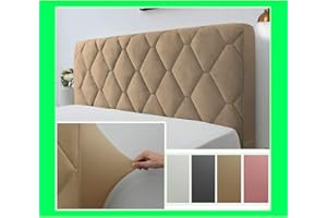 Smingm Bettkopfteil Hussen, Bett Kopfteil Bezug Staubdichte Dehnbare Kopfteilbezug Verdicken Gesteppt Einfarbig Baumwolle Kopfbedeckungen Abdeckung Schutzhülle,Camel,200cm(79inch)