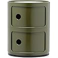 Kartell Componibili Contenitore 2 Elementi, Base Tonda, ABS, Verde, 32 x 32 x 40 cm