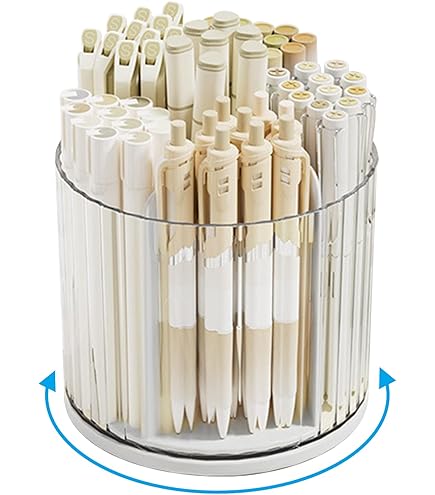 Lvjkes Draaibare pennenhouder, bureau-organizer, pennenhouder voor bureau, grote capaciteit, 360 graden draaibaar, voor potloden, kleurpotloden, verschillende schrijfwaren, hout