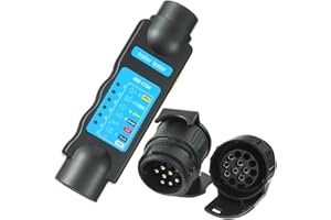 Eacalyc Trailer Tester 7 Pin, Trailer Plug Socket Tester 7 Pin 12V Trailer Light Tester Trailer Wiring Circuit Tester with Trailer Adapter for Caravan RV Truck Trailer