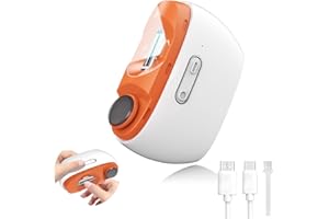 BURMONG Electric Nail Clippers, 2-in-1 Nail Trimmer & Nail Polisher, Electric Nail Cutter with LED Light, USB Rechargeable, Collection Container, Automatic Nail Clippers for Babies, Seniors, Adults