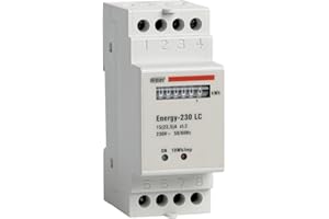 VEMER VN960100 ENERGY 230 LC - Contatore Energia Elettrica Elettromeccanico per Sistemi Monofase, Misuratore Consumo Elettrico, Installazione Barra DIN 2 Moduli, Bianco