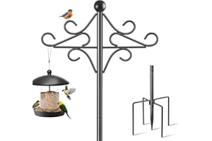 SEGNAYEN Bird Feeder Pole, 194CM Shepherds Hook Crook Garden Wild Bird Feeders Hanging Station Heavy Duty Metal Feeding Stand Free Standing for Lights Lantern, Plan Basket, 1 Pack