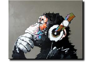 Shukqueen DIY Oil Painting, Adult's Paint by Number Kits, Acrylic Painting Music Monkey 16X20 Inch (Framed Canvas)