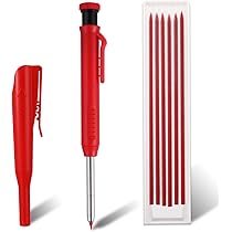 Matita Da Carpentiere Wonvify Con 12 Ricariche - Nero E Rosso, Per Segnare Su Legno E Superfici Dure | Con Temperino Incorporato - Foto 8