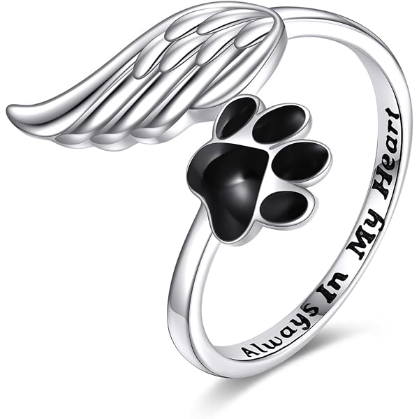 Cherbijou Personalized Pet Paw Collar Ring - 925 Sterling Silver Ring With Custom Name Engraving - View #7