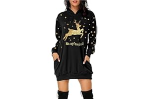 Jarseila Weihnachtspullover Damen Lustig Christmas Sweater Pullover Rundhalsausschnitt Hoodie Xmas Rentier Schneeflocke Weihnachten Geschenk
