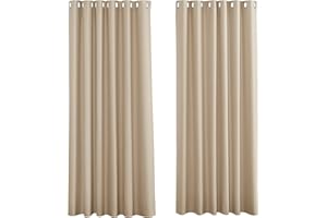 PONY DANCE Zasłony okienne, zasłona zaciemniająca z przelotkami gotowa do montażu, do salonu, pokoju, domu, blokada świetlna, szer. 200 x dł. 245 cm, żółto-beżowe, 2 sztuki