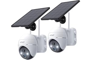 ieGeek 2K Caméra Solaire, Caméra IP Batterie, Vision Nocturne Couleur, PIR Détection de Mouvement, Sirène d'alarme, Audio Bidirectionnel,2pcs
