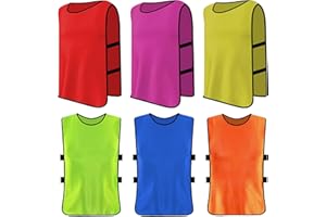 DAELESR Lot de 6 Chasubles D'entraînement Sport Enfants, Chasuble Enfant Football, Gilet D'Entraînement Professionnel de Football, Training Gilets pour Pratique Football, Basket, Rugby, Hockey