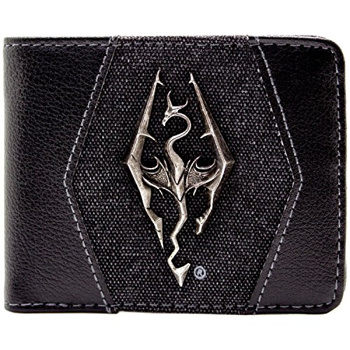 Preisvergleich Produktbild Elder Scrolls V Skyrim Alduin Silber-Drachen-Abzeichen Schwarz Portemonnaie