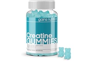 GAINS NUTRITION GN Creatine Gummies | 60 Bonbons Gelifies Créatine à Macher pour Hommes et Femmes – 3000 mg Monohydrate de Creatine par Portion | Goût Fruits Rouges Sans OGM Adapté aux Végétaliens et Végétariens