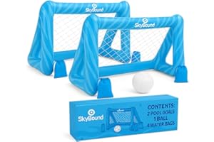 SKYBOUND ESSENTIALS SkyBound Lot de 2 buts de piscine gonflables pour enfants avec ballon et sacs de poids pour piscine, jardin, plage ou parc | Football et jeux de plein air