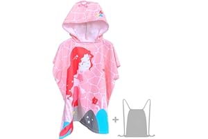 JORAKI Serviette de Bain Enfant, Serviette de Plage Enfant Poncho de Bain à Capuche Super Doux Cape de Bain Peignoir pour Filles Garçons 6-14 Ans