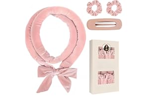 Ymoryiyi Heatless Curls Blowout Über Nacht - Samt Lockenwickler Set 160cm mit 2 Stirnbändern & Klammer, rutschfest für Volumen-Locken ohne Hitze (Pink, L)