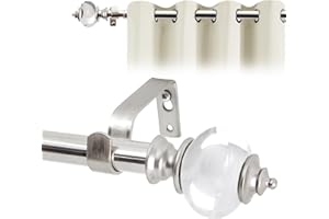 Deconovo Adjustable Curtain Poles 168-305cm with Brackets and Resin Finial, Extendable Splicing Silver Curtain Pole, Sturdy Net Curtain Rods for Windows