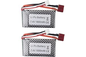 ZYGY 2PCS 7.4V 1800mAh T-Kopf Hochgeschwindigkeits Lithium Batterie für WLTOYS A959-B A969-B A979-B K929-B 144001 Ferngesteuertes Hochgeschwindigkeits-Geländewagen