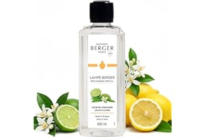 MAISON BERGER Lampe Berger 115116 Sostituzione della lampada Fragranza Fiore di Limone, Liquido, Argento, 500 ml