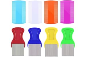 AMASAWA 8 Pezzi Pettine dei Pidocchi Pettini per Rimozione dei Pidocchi, Include 3 Pezzi Denti di Metallo, 3 Pezzi Denti a Doppio Lato,per Sbarazzarsi di Pulce, Pidocchi e Fiocchi di Forfora