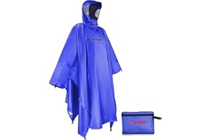 Andake Rain Poncho Waterproof Adult, Lightweight Reusable Raincoat Women Unisex with Hood for Hiking, Camping, Outdoor Activities