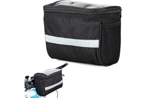 Verk Group Accessori da viaggio per bicicletta, organizer per bagagli, borsa da manubrio impermeabile con supporto trasparente per telefono cellulare
