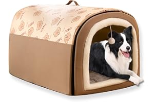 PING BU Cama grande para perros 2 en 1, cueva calmante para mascotas, impermeable, extraíble antiansiedad, con cojín, base antideslizante para exteriores, cama para perros para gatos de interior (A,60 x 45 x