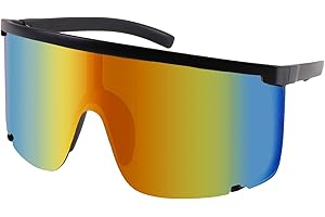 Karsaer Schild Sonnenbrille für Männer Frauen Oversized Neon 80er 90er Jahre Visier Schatten Sport Stil Outdoor Radfahren Ski