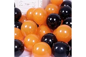 YIRAN 100 Pack Halloween Balloons, Black and Orange 10 Inch Latex Vibrant Bulk Balloons Black Orange Balloons Party Balloons for Kids Boys Girls Men Women Halloween Party Decorations