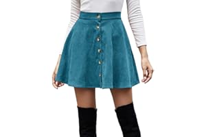 ORANDESIGNE Gonna Elegante Donna Corta Velluto a Coste Minigonna Invernale Vita Alta Skater Gonna Tinta Unita Casual Chic Vintage Abito Trapezio Streetwear Y2k Skirt