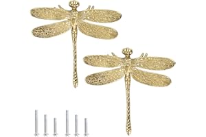 BSTKEY 2 Packungen Messing Schubladengriffe Griff, Schrank Kleiderschrank Kommode Griff - Libelle Design Möbelknopf mit Schraube