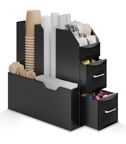 Rangement Cuisine Organisateur Rotatif 360° Pour Gobelets Et Couvercles - 4 Compartiments Noir - Pour Cuisine, Salle De Bain Porte Gobelet Papier