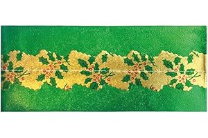 Anniversary House Pack of 1 Traditional Christmas Cake Frill, Green Foil with Green/Gold Holly Centre Trim, Decorative Ribbon Trim for Cakes, Nostalgic Cake Decoration, Cake Decorations Xmas