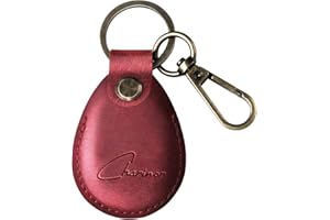 CHARINOR Funda para Apple AirTag colgante, llavero Airtags de cuero auténtico, funda oculta para Air Tag[rojo vino 2.0]