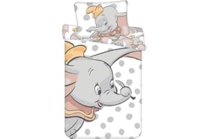 JERRY FABRICS Dumbo Ropa de Cama de Bebé Disney Set 2tlg. 100% Algodón Tamaño: 100x135 CM, 40x60 CM, Oeko-Tex Standard 100