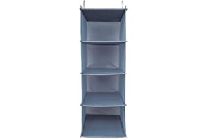 ‎BRILLIANTJO BrilliantJo Kleiderschrank Organizer, 4 Fächer hängeaufbewahrung Kleiderschrank mit Eisengestell Hängeregal Organizer Aufbewahrungssystem Set wasserdicht und leicht, Blau-grau(30 X 30 X 80 cm)