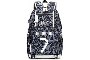 Lorh's store Joueur de Football étoile Cristiano Ronaldo Sac à Dos Multifonction Lumineux CR7 Voyage étudiant Sac à Dos Fans de Football Bookbag pour Hommes Femmes