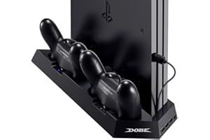 PS4 Universal Controller Charger KINGTOP PS4/PS4 Pro/PS4 Slim Fan Cooler Vertical Stand Dual Charging Station [Guaranteed Satisfaction]