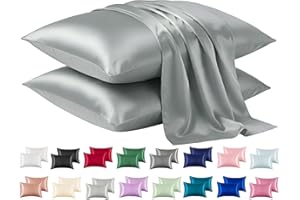 IR IMPERIAL ROOMS Imperial Rooms Grey Silky Premium Pillow Cases 2 Pack – Luxury Satin Pillowcase Feels like Silk Pillowcases for Hair and Skin Care with Envelope Closure, Best Gifts for Women (50x75 cm)