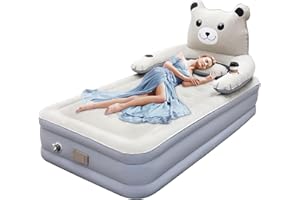 Bogseth Materasso Gonfiabile Singolo con Pompa Elettrica Integrata, Letto Gonfiabile Singolo, Elettrico Materasso Gonfiabile per Campeggio, Casa, Viaggi e Ospiti, 195 * 100 * 38cm