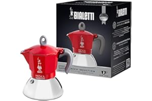 Bialetti Moka Induction Kawiarka, Czerwony/Srebrny, 100 ml