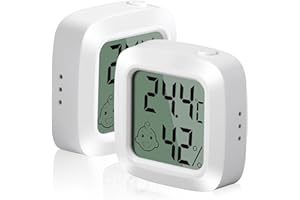 Vinabo 2 pièces Petit Thermomètre Hygromètre Intérieur Digital à Haute Précision, Indicateur Niveau de Confort pour Bureau,Chambre de bébé Vestiaire