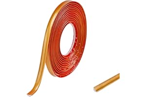 ZAYEJOD 5 m goldfarbene PVC-Viertelkreisleiste, Sockelleiste, Zierleiste, Kunststoff-Wandeckendekoration, Kantenleiste, selbstklebend, Fugenstreifen, Laminatperlen, Anti-Schimmel-Sockelleiste (12 mm x 9 mm)