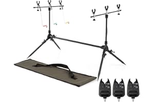 ERYUE Carpa retráctil Ajustable Carpa de Pesca Soporte para vainas Soporte para vainas de caña de Pescar con 3 alarmas de mordida e Indicadores de Swingers,Pesca Rod Holder
